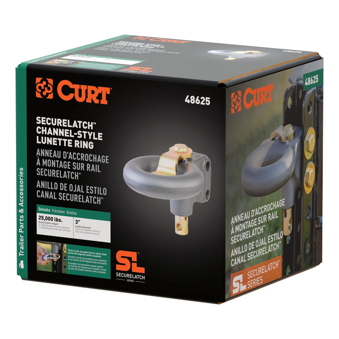 CURT 48625 CURT 48625 SecureLatch Channel-Style Lunette Ring; 25;000 Pounds; 3-Inch ID - Truck Part Superstore