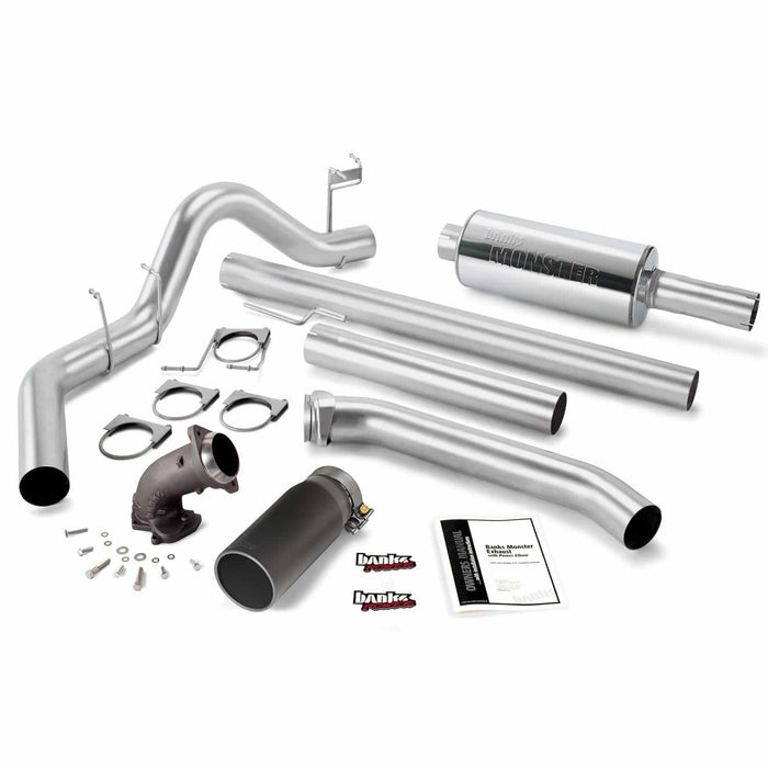 Banks Power 48637-B Monster Exhaust W/Power Elbow; S/S-Black Tip-1998-02 Dodge 5.9L Std Cab - Truck Part Superstore