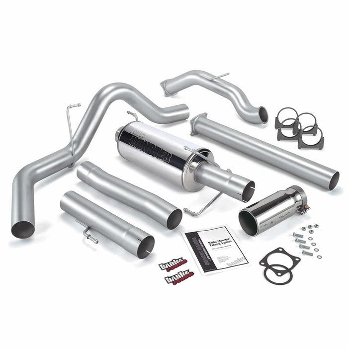 Banks Power 48640 Monster Exhaust System; S/S-Chrome Tip-03-04 Dodge 5.9L; SCLB/CCSB; Cat - Truck Part Superstore