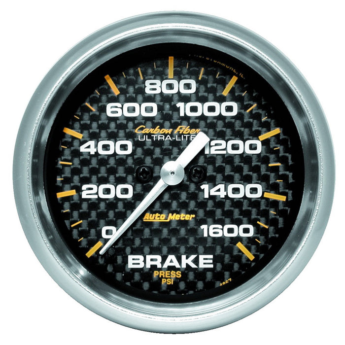 AutoMeter 4867 GAUGE; BRAKE PRESSURE; 2 5/8in.; 1600PSI; DIGITAL STEPPER MOTOR; CARBON FIBER - Truck Part Superstore