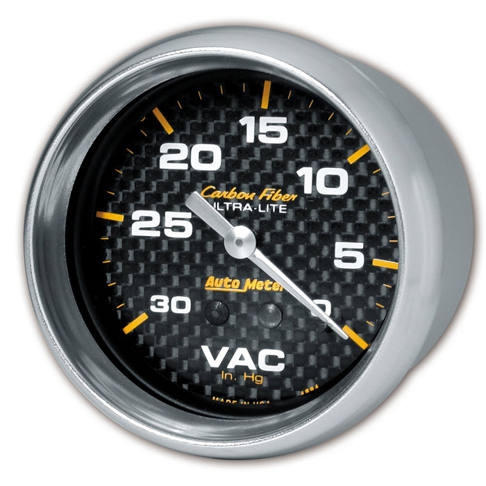 AutoMeter 4884 GAUGE; VACUUM; 2 5/8in.; 30INHG; MECHANICAL; CARBON FIBER - Truck Part Superstore