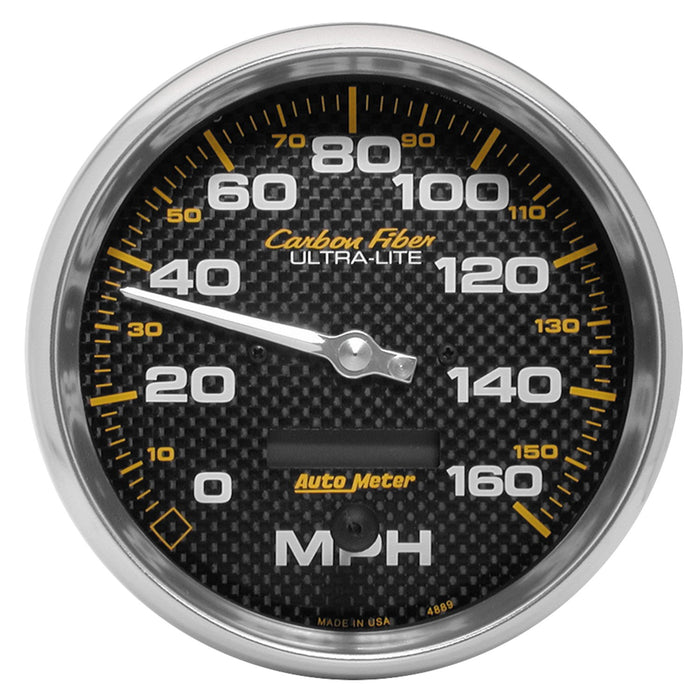 AutoMeter 4889 GAUGE; SPEEDOMETER; 5in.; 160MPH; ELEC. PROGRAMMABLE; CARBON FIBER - Truck Part Superstore