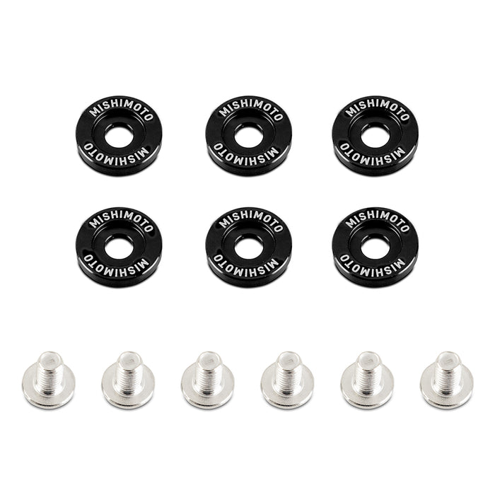 Mishimoto MMFW-SM-6BK Mishimoto M6 X 1.0 Fender Washer and Bolt Kit, 16.7mm OD, 6 pcs, Black - Truck Part Superstore
