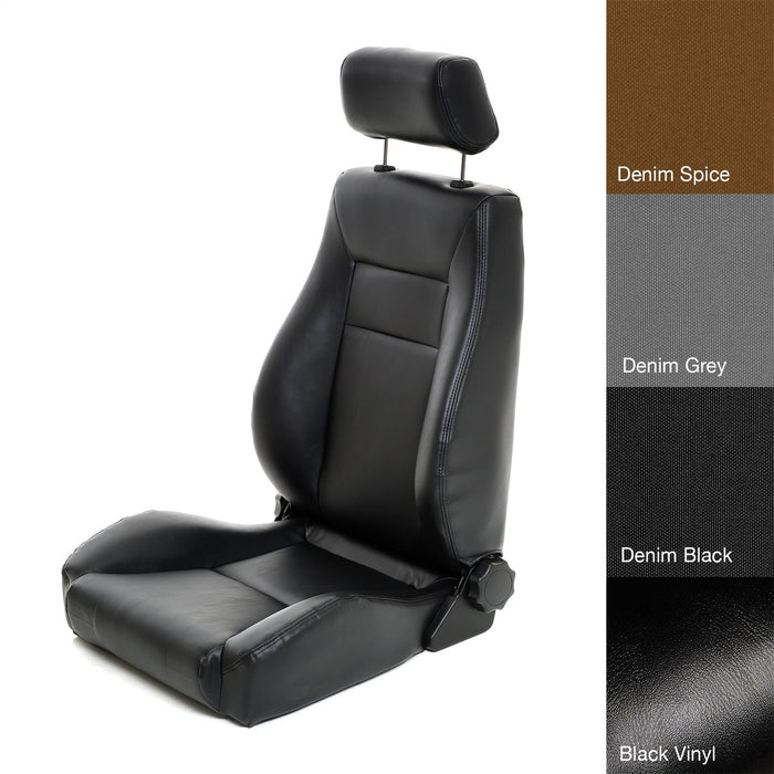 Smittybilt 49501 Front Seat Contour Sport Bucket W/ Recliner 76-16 Wrangler CJ/YJ/TJ/LJ/JK Vinyl Black Smittybilt - Truck Part Superstore