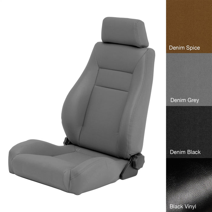 Smittybilt 49511 Front Seat Contour Sport Bucket W/ Recliner 76-16 Wrangler CJ/YJ/TJ/LJ/JK Gray Denim Smittybilt - Truck Part Superstore