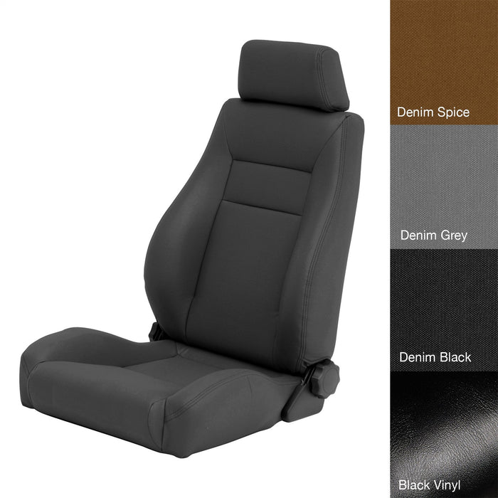 Smittybilt 49515 Front Seat Contour Sport Bucket W/ Recliner 76-16 Wrangler CJ/YJ/TJ/LJ/JK Black Denim Smittybilt - Truck Part Superstore