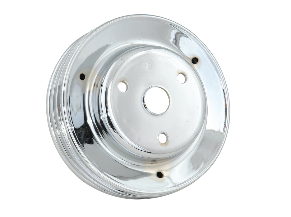 Mr Gasket 4978 Chrome Plated Steel Crankshaft Pulley; Triple Groove; Long Water Pump; - Truck Part Superstore