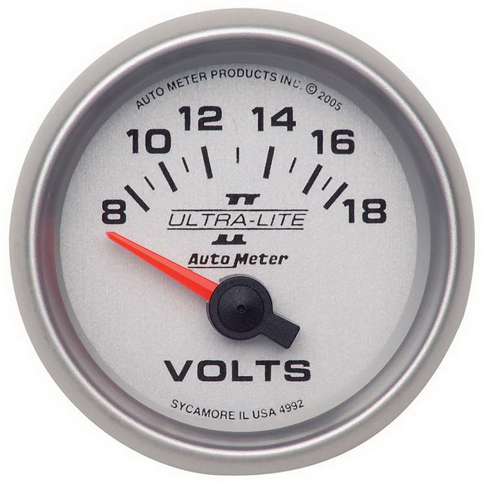 AutoMeter 4992 GAUGE; VOLTMETER; 2 1/16in.; 18V; ELECTRIC; ULTRA-LITE II - Truck Part Superstore