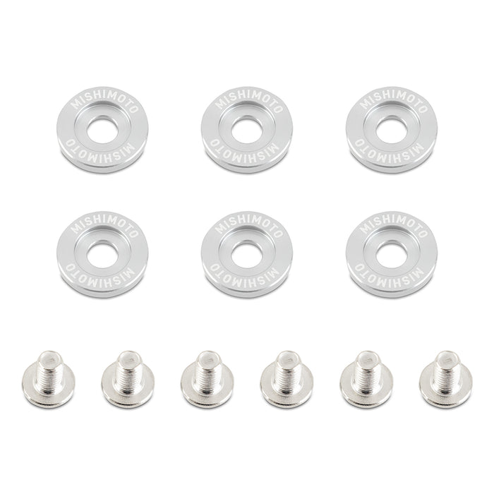 Mishimoto MMFW-LG-6SL Mishimoto M6 X 1.0 Fender Washer and Bolt Kit, 20mm OD, 6 pcs, Silver - Truck Part Superstore