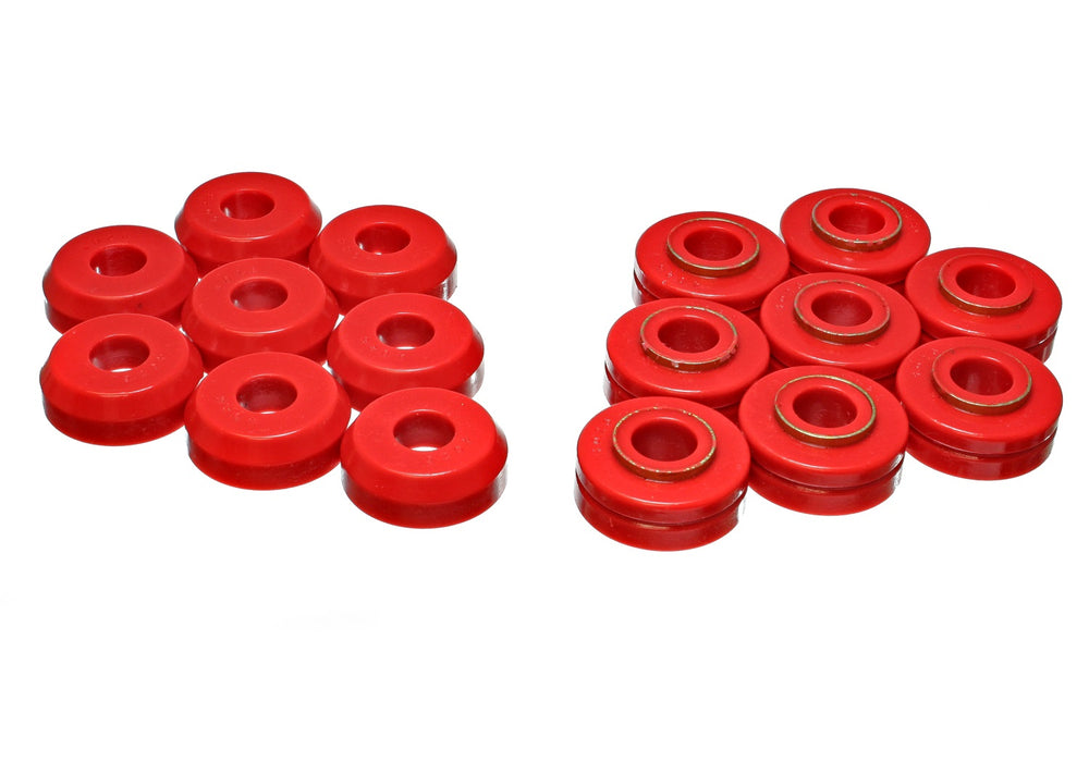 Energy Suspension 4.4101R Body Cab Mount Set; Red; Performance Polyurethane; Mounts Only; 16 pc.; - Truck Part Superstore