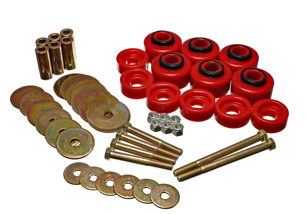 Energy Suspension 4.4113R Body Cab Mount Set; Red; Performance Polyurethane; - Truck Part Superstore