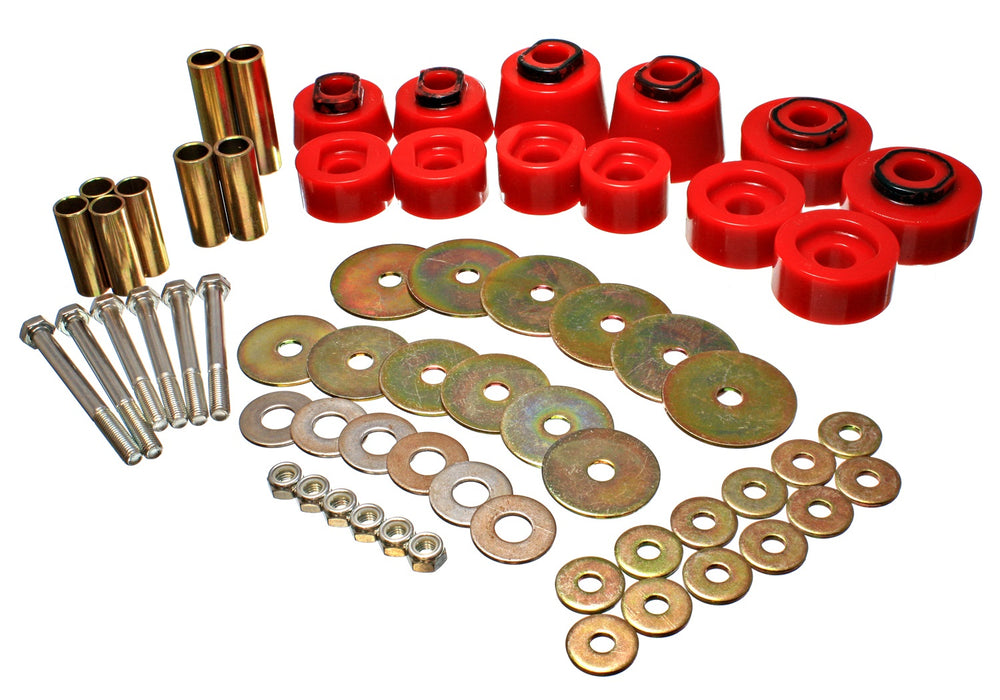 Energy Suspension 4.4117R Body Mount Set; Red; Performance Polyurethane; Includes Hardware; - Truck Part Superstore