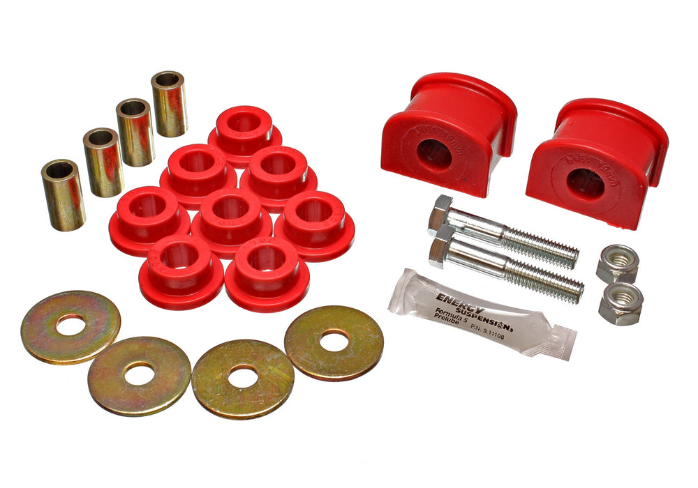 Energy Suspension 4.5153R Sway Bar Bushing Set; Red; Rear; Bar Dia. 19mm; Performance Polyurethane; - Truck Part Superstore