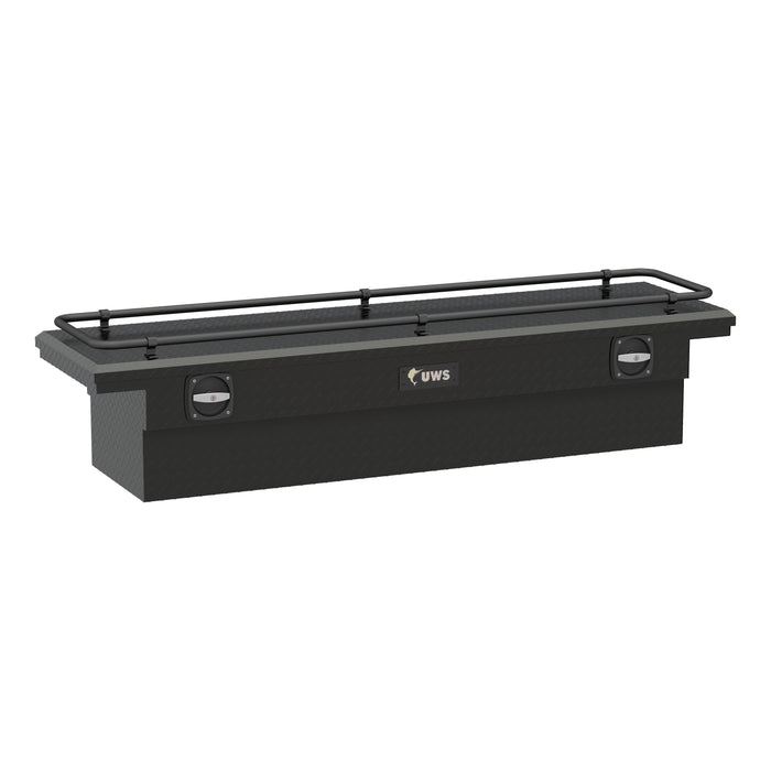UWS SL-72-LP-MB-R Matte Black Aluminum 72in. Secure Lock Crossover Truck Tool Box; Low Profile; Ra - Truck Part Superstore