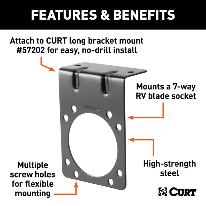 CURT 58291 Connector Mounting Bracket for 7-Way RV Blade (Black; Packaged) - Truck Part Superstore