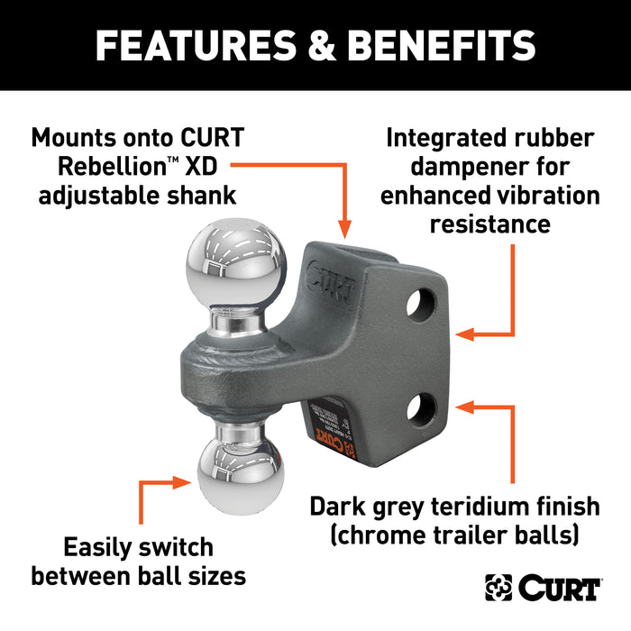 CURT 45952 CURT 45952 Replacement Rebellion XD Dual Ball; 2; 2-5/16-Inch; Up to 15K - Truck Part Superstore