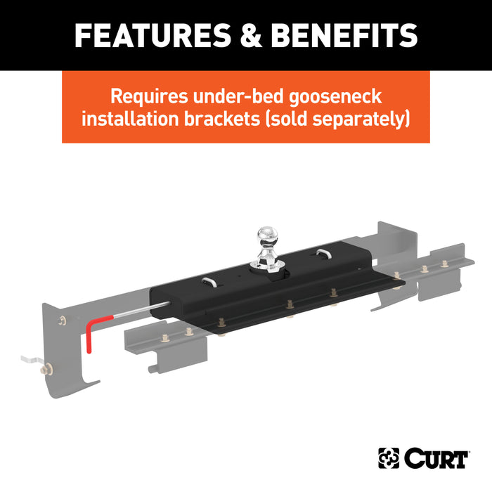 CURT 60620 Double Lock Gooseneck Hitch; 2-5/16in. Ball; 30K (Brackets Required) - Truck Part Superstore