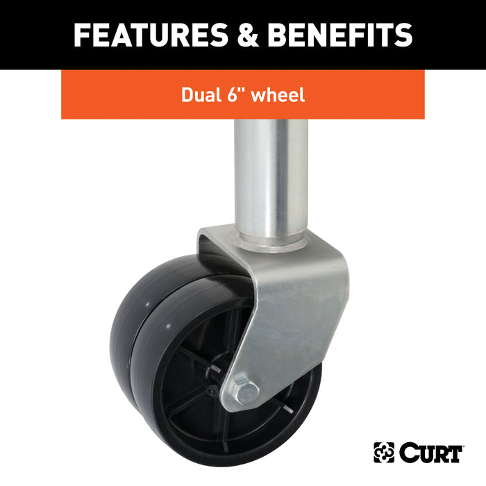 CURT 28156 Marine Jack with Dual 6in. Wheels (1;500 lbs; 10in. Travel; Packaged) - Truck Part Superstore