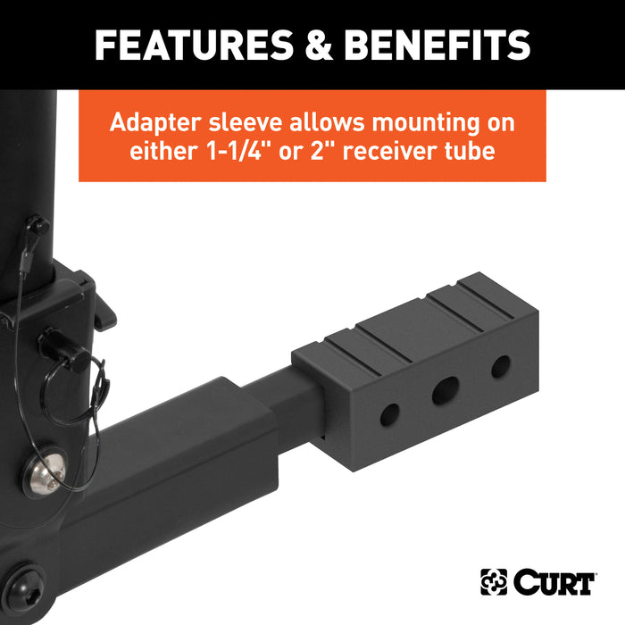 CURT 18030 Extendable Hitch-Mounted Bike Rack (2 or 4 Bikes; 1-1/4in. or 2in. Shank) - Truck Part Superstore