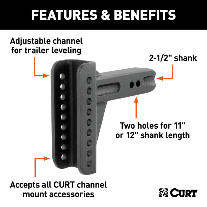 CURT 45917 Replacement 2-1/2in. Channel Mount Shank (Fits #45902 or #45908; 20;000 lbs.) - Truck Part Superstore