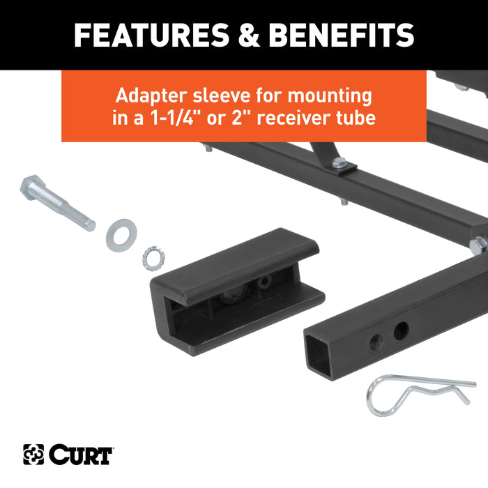 CURT 18145 48in. x 20in. Black Steel Basket Cargo Carrier (1-1/4in.; 2in. Adapter; 500 lbs. - Truck Part Superstore