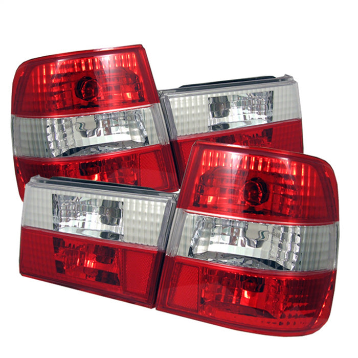 Spyder Auto 5000491 Euro Style Tail Lights; Uses Stock Bulbs; Pair; Red/Clear; - Truck Part Superstore