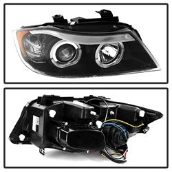 Spyder Auto 5009005 Halo Amber Projector Headlights; Bulbs Included; Pair; Black; - Truck Part Superstore