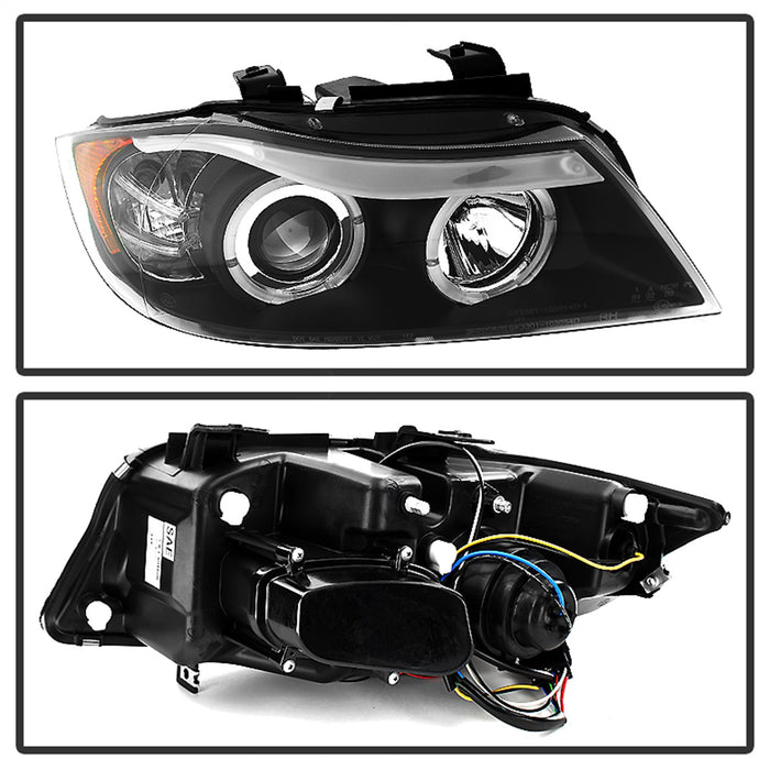 Spyder Auto 5009005 Halo Amber Projector Headlights; Bulbs Included; Pair; Black; - Truck Part Superstore