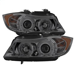 Spyder Auto 5009029 Halo Amber Projector Headlights; Uses T10 LED Ultra White LED Bulb; Pair; Smoke; - Truck Part Superstore