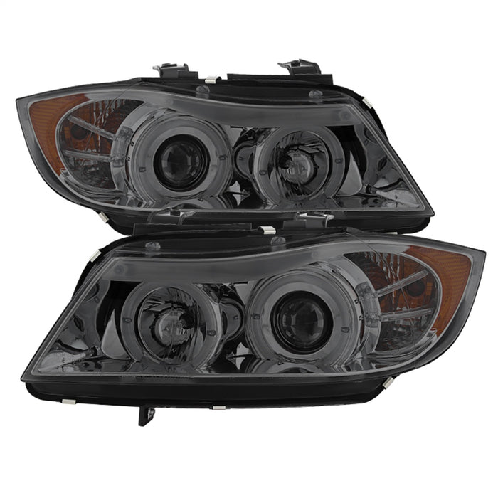 Spyder Auto 5009029 Halo Amber Projector Headlights; Uses T10 LED Ultra White LED Bulb; Pair; Smoke; - Truck Part Superstore