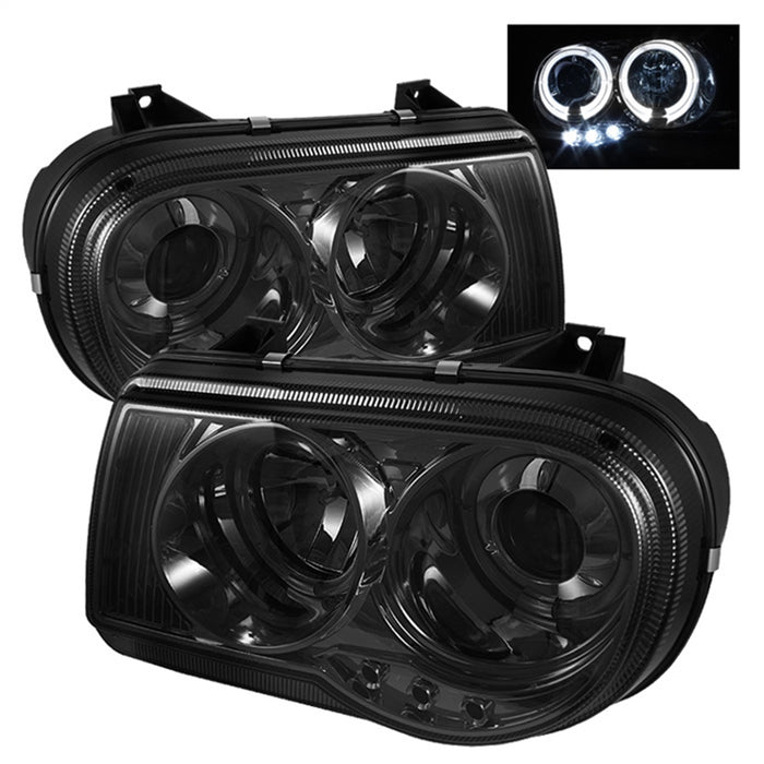 Spyder Auto 5009159 Halo LED Projector Headlights; Uses T10 LED Ultra White LED Bulb; Pair; Smoke; - Truck Part Superstore