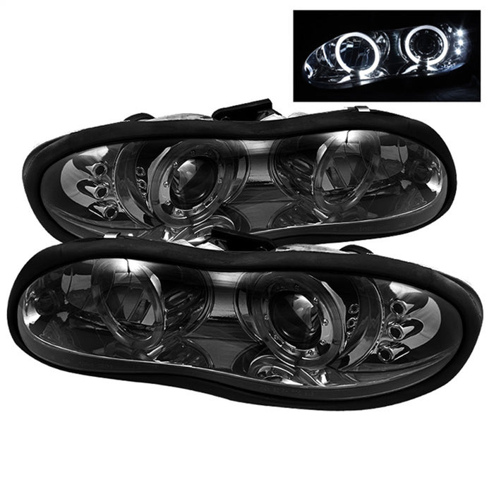 Spyder Auto 5009258 Halo LED Projector Headlights; Uses T10 LED Ultra White LED Bulb; Pair; Smoke; - Truck Part Superstore