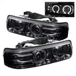 Spyder Auto 5009616 Halo LED Projector Headlights; Uses T10 LED Ultra White LED Bulb; Pair; Smoke; - Truck Part Superstore