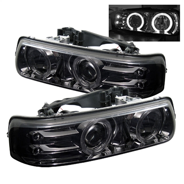 Spyder Auto 5009616 Halo LED Projector Headlights; Uses T10 LED Ultra White LED Bulb; Pair; Smoke; - Truck Part Superstore