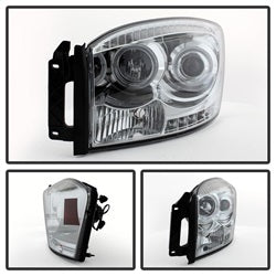 Spyder Auto 5010018 Halo LED Projector Headlights; Bulbs Included; Pair; Chrome; - Truck Part Superstore