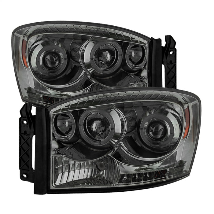 Spyder Auto 5010025 Halo LED Projector Headlights; Uses T10 LED Ultra White LED Bulb; Pair; Smoke; - Truck Part Superstore