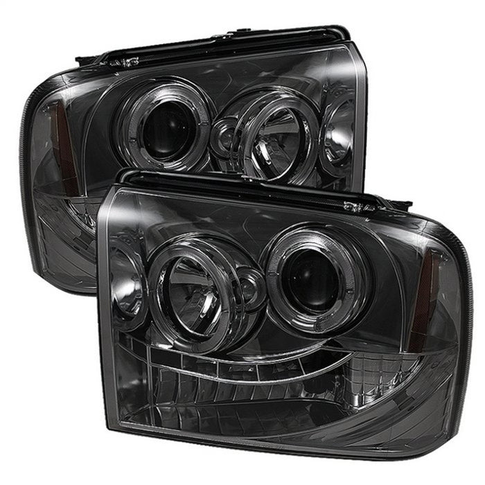 Spyder Auto 5010568 Halo LED Projector Headlights; Uses T10 LED Ultra White LED Bulb; Pair; Smoke; - Truck Part Superstore