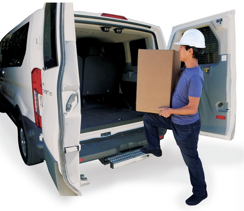 Carr 501079 WTS; 24" Retractable Step (Ford Transit Van,Rear Door); XP3 Blk /Glvznd - Truck Part Superstore