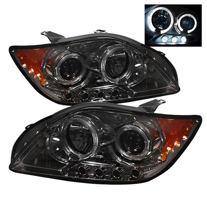 Spyder Auto 5011985 Halo LED Projector Headlights; Uses T10 LED Ultra White LED Bulb; Pair; Smoke; - Truck Part Superstore