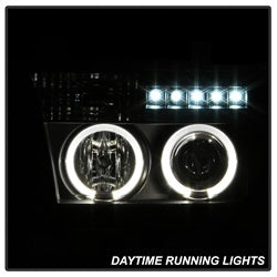 Spyder Auto 5012029 Halo Projector Headlights; Uses Stock Bulbs; Pair; Black; w/o Headlight Washer; - Truck Part Superstore