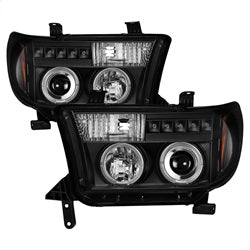 Spyder Auto 5012029 Halo Projector Headlights; Uses Stock Bulbs; Pair; Black; w/o Headlight Washer; - Truck Part Superstore