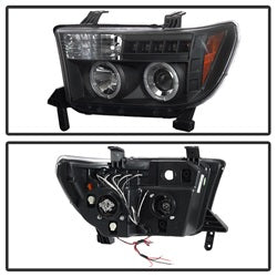 Spyder Auto 5012029 Halo Projector Headlights; Uses Stock Bulbs; Pair; Black; w/o Headlight Washer; - Truck Part Superstore