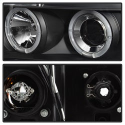 Spyder Auto 5012029 Halo Projector Headlights; Uses Stock Bulbs; Pair; Black; w/o Headlight Washer; - Truck Part Superstore