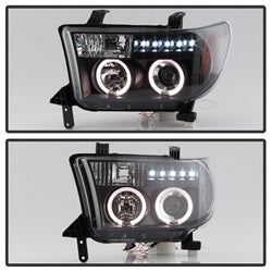 Spyder Auto 5012029 Halo Projector Headlights; Uses Stock Bulbs; Pair; Black; w/o Headlight Washer; - Truck Part Superstore