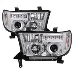 Spyder Auto 5012036 Halo Projector Headlights; Uses Stock Bulbs; Pair; Chrome; w/o Headlight Washer; - Truck Part Superstore