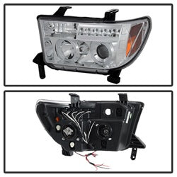 Spyder Auto 5012036 Halo Projector Headlights; Uses Stock Bulbs; Pair; Chrome; w/o Headlight Washer; - Truck Part Superstore