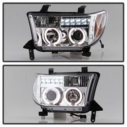 Spyder Auto 5012036 Halo Projector Headlights; Uses Stock Bulbs; Pair; Chrome; w/o Headlight Washer; - Truck Part Superstore