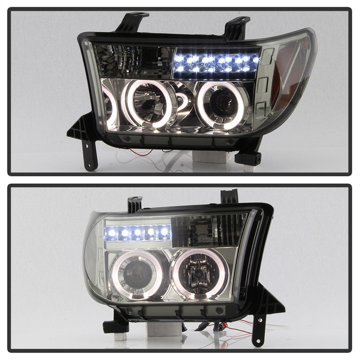Spyder Auto 5012043 Halo Projector Headlights; Bulbs Included; Pair; Smoke; w/o Headlight Washer; - Truck Part Superstore