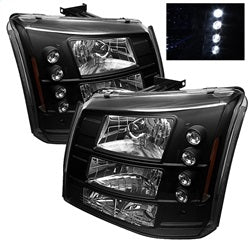 Spyder Auto 5012395 LED Crystal Headlights; 1 pc.; w/Bumper Lights; Pair; Black; - Truck Part Superstore
