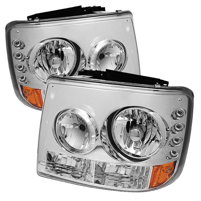 Spyder Auto 5012456 LED Crystal Headlights; 1 pc.; w/Bumper Lights; Uses Stock Bulbs; Pair; Chrome; - Truck Part Superstore
